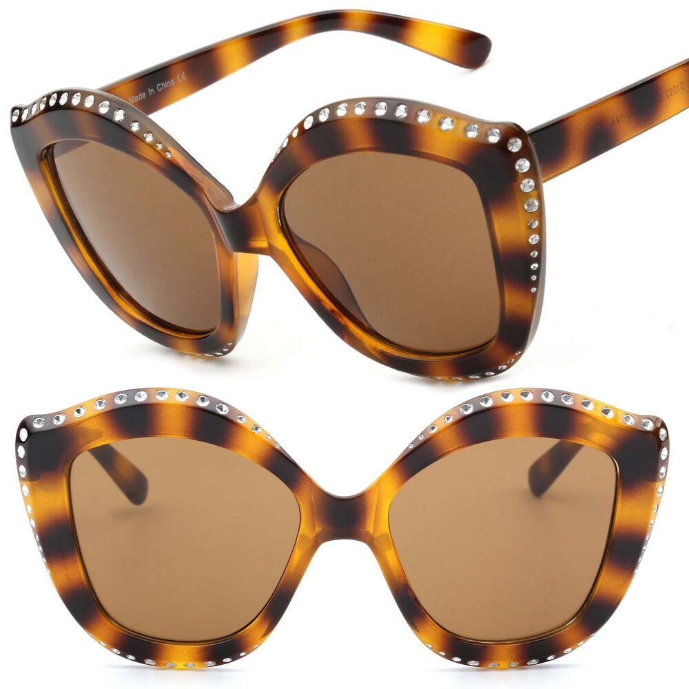 Womens Fancy Curved Cat Eye Tortoise Sunglasses